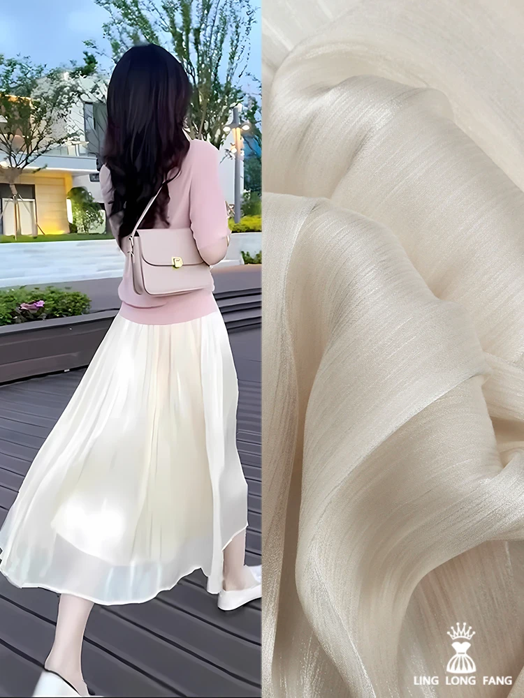 Summer Clothing Material - Pearlescent Thin Gauze Fabric Spring Summer