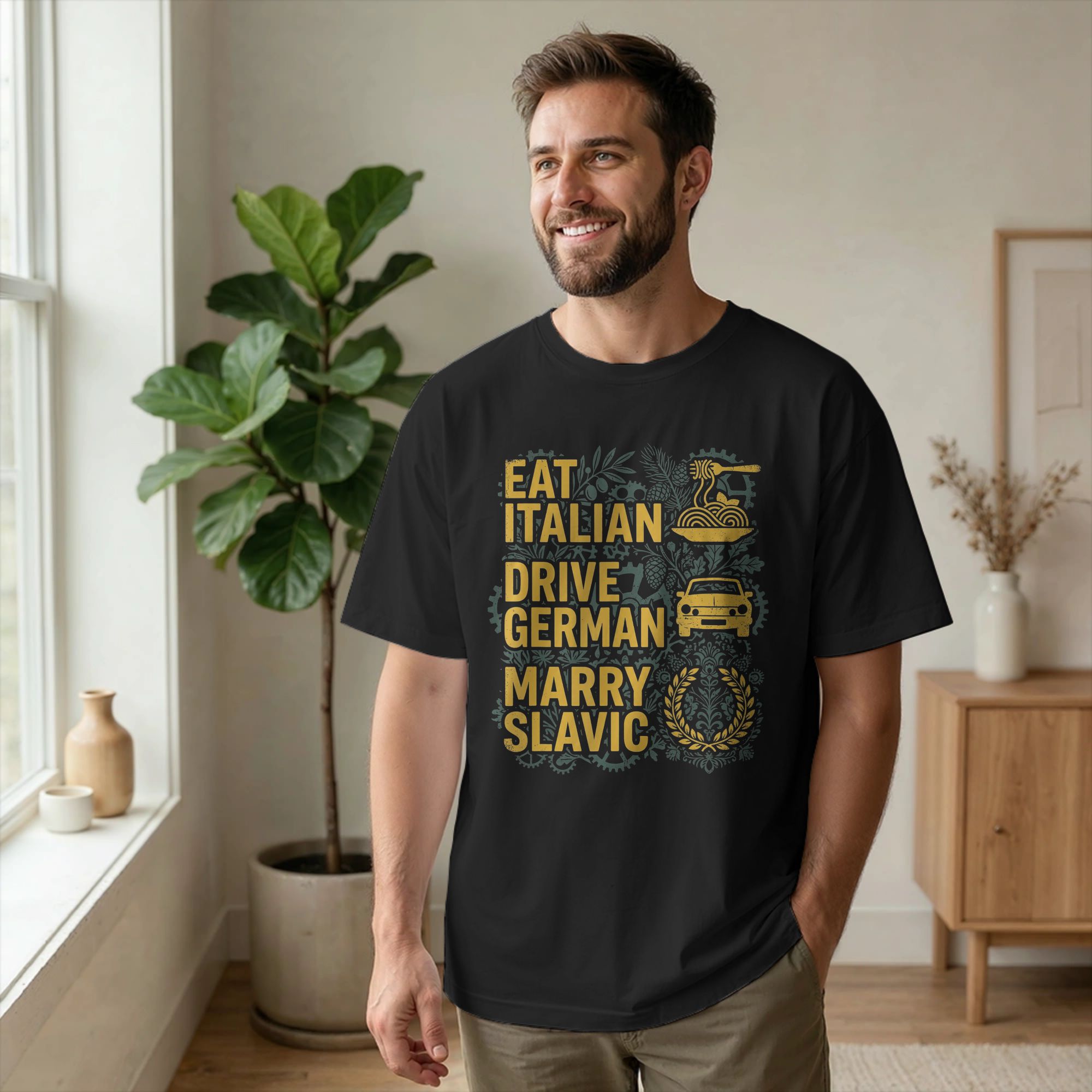 Summer Clothing Drive - Men T-Shirt Eat Italian Drive German