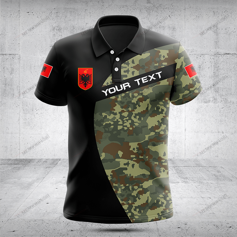 Vintage Summer Clothing Men - Custom Name Albania Flag Graphic Camouflage