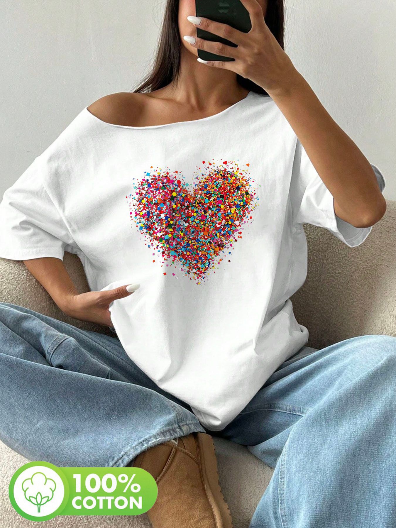 Off Shoulder Blouse - Plus Size 100% Cotton Shoulder Loose