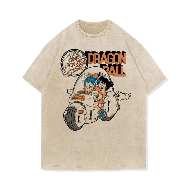 Vintage Summer Clothing Men - Anime Dragon Ball Vintage Washed T-shirt