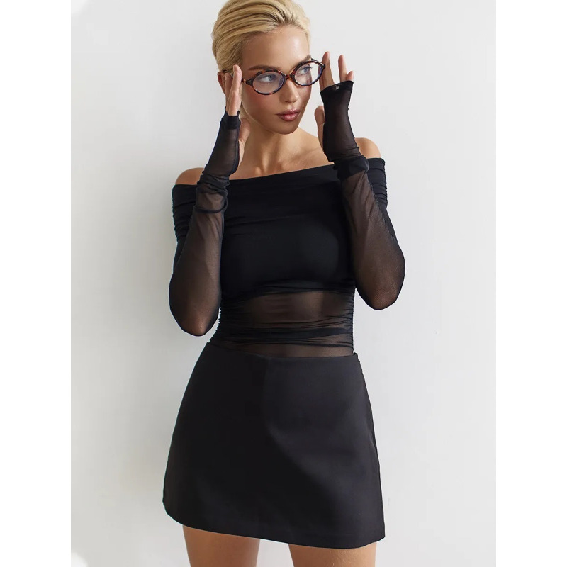 Women  Mesh Off Shoulder Top S - Off Shoulder Blouse のレビューと価格