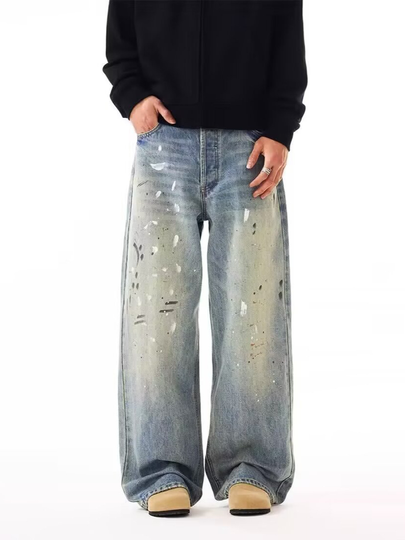 Men Straight Jeans Drip Denim  - Summer Clothing Drip のレビューと価格