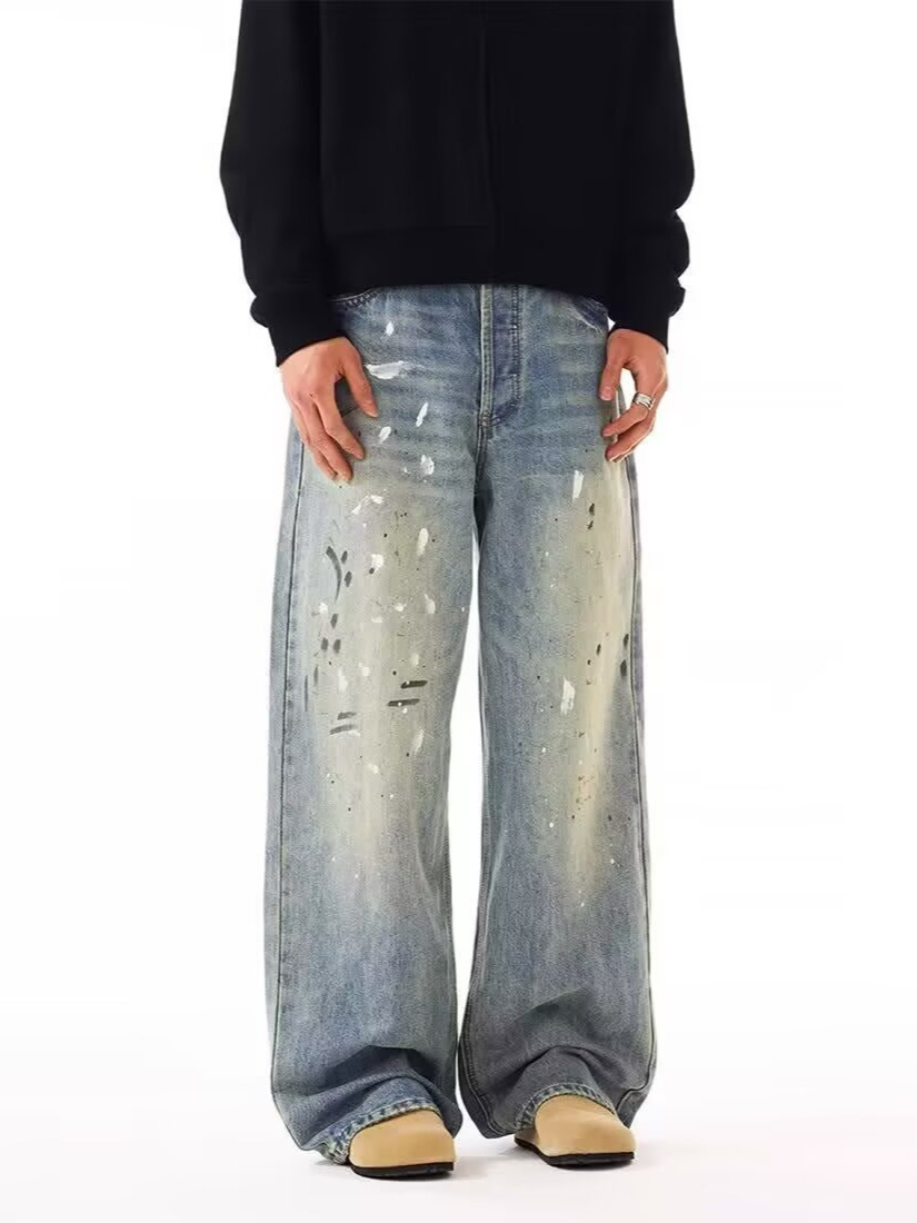 Men Straight Jeans Drip Denim  - Summer Clothing Drip のレビューと価格