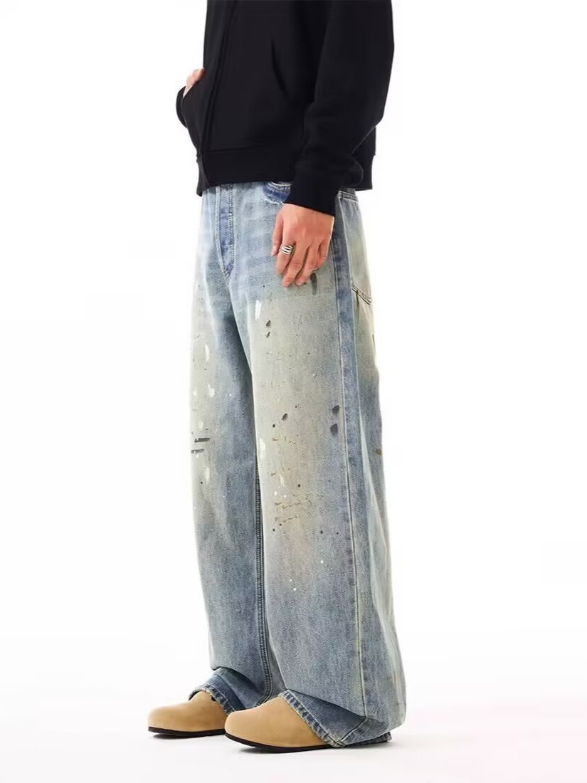 Men Straight Jeans Drip Denim  - Summer Clothing Drip のレビューと価格