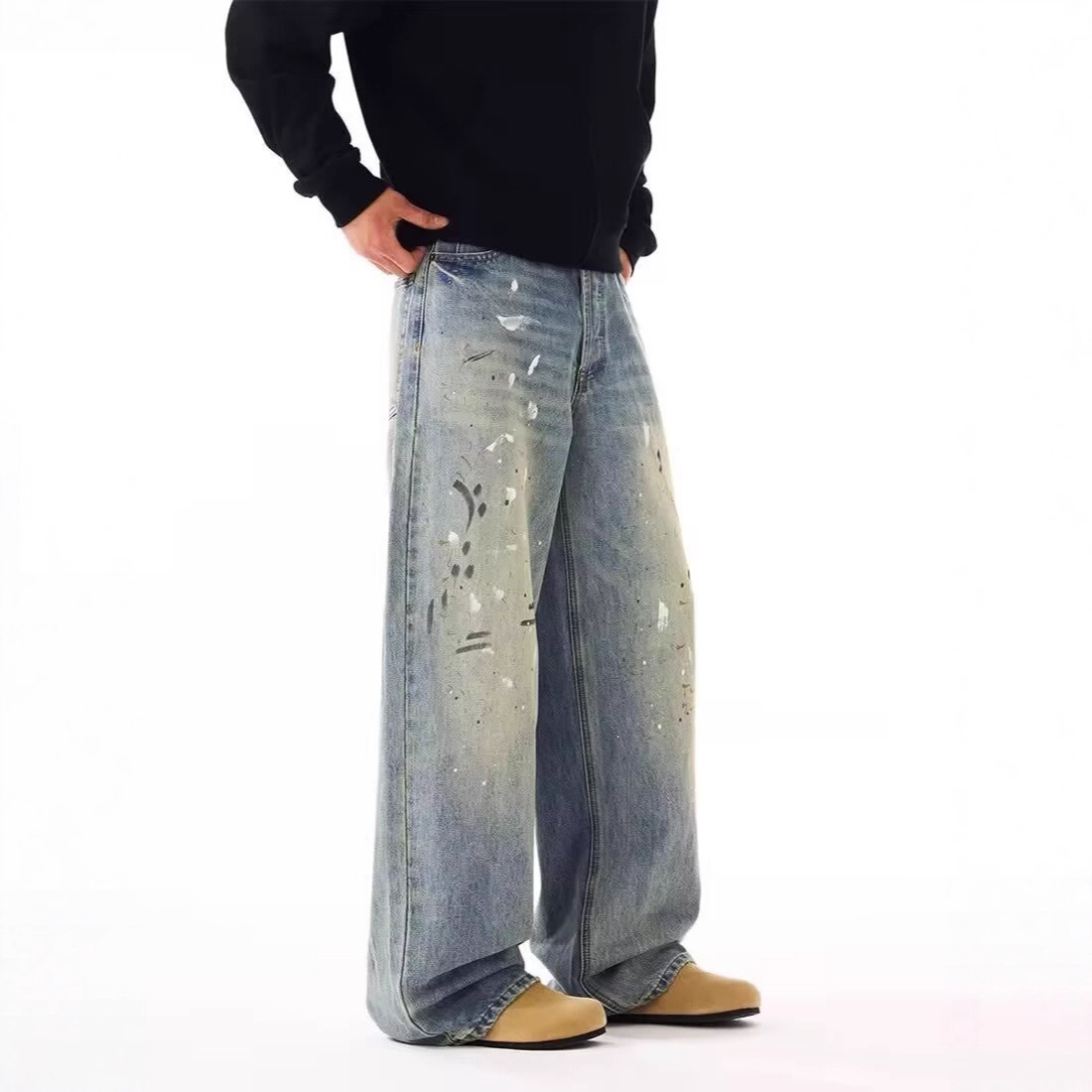 Men Straight Jeans Drip Denim  - Summer Clothing Drip のレビューと価格