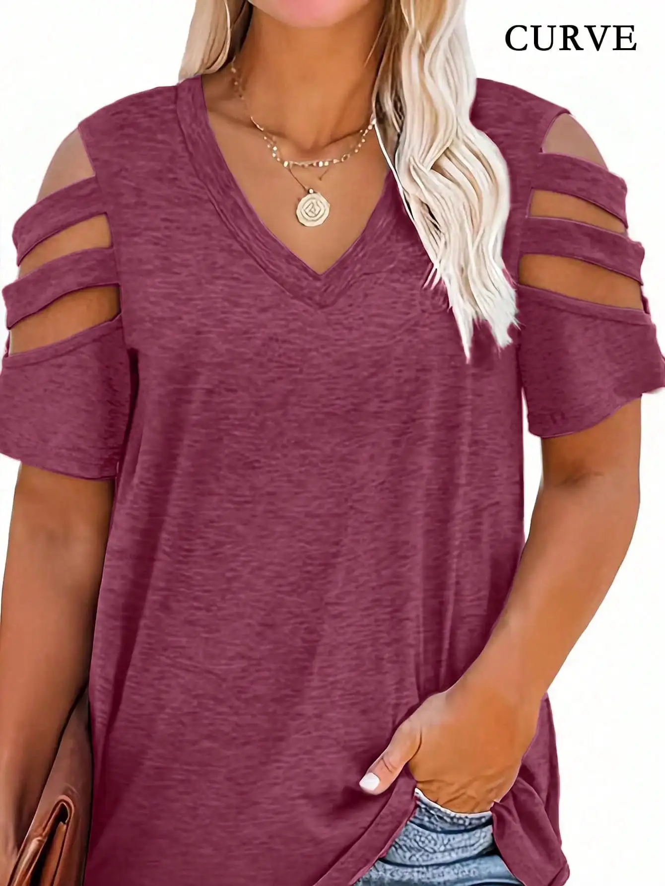 Women Fashion Plus Size 1XL-5X - Off Shoulder Blouse のレビューと価格