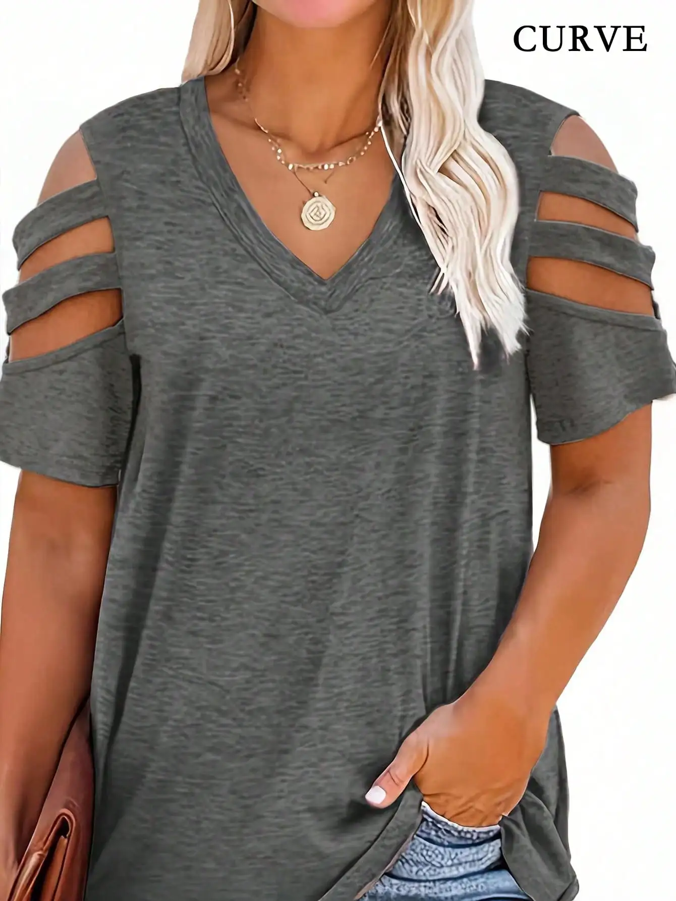 Women Fashion Plus Size 1XL-5X - Off Shoulder Blouse のレビューと価格