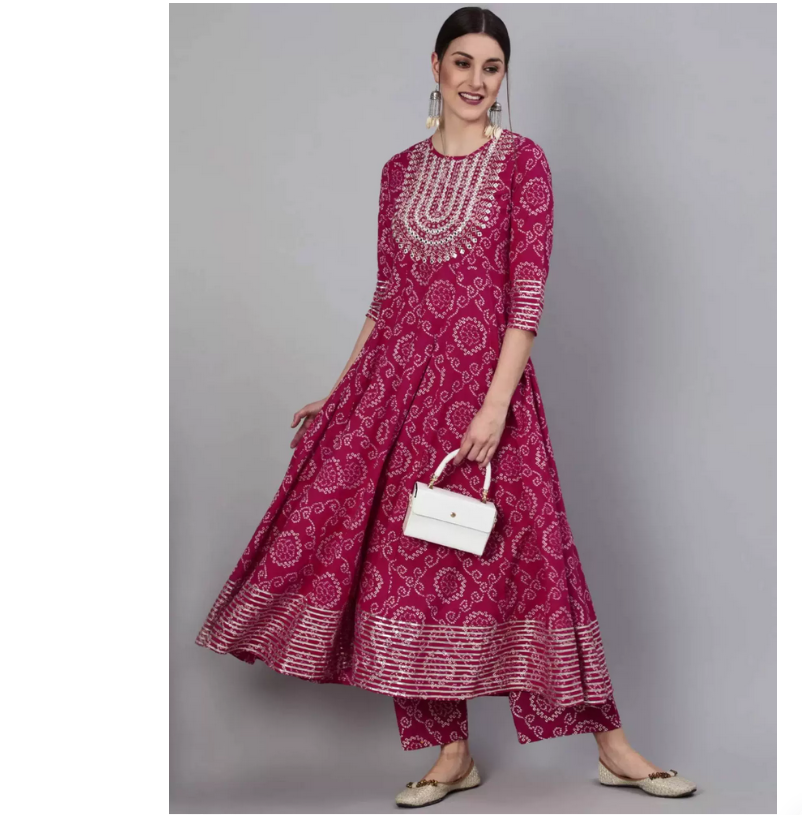 Indian Pure Cotton Rose Red Pr - Summer Clothing India のレビューと価格