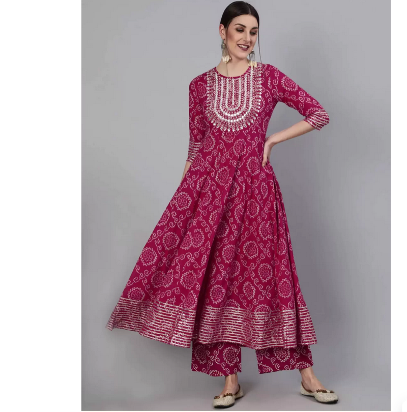 Indian Pure Cotton Rose Red Pr - Summer Clothing India のレビューと価格
