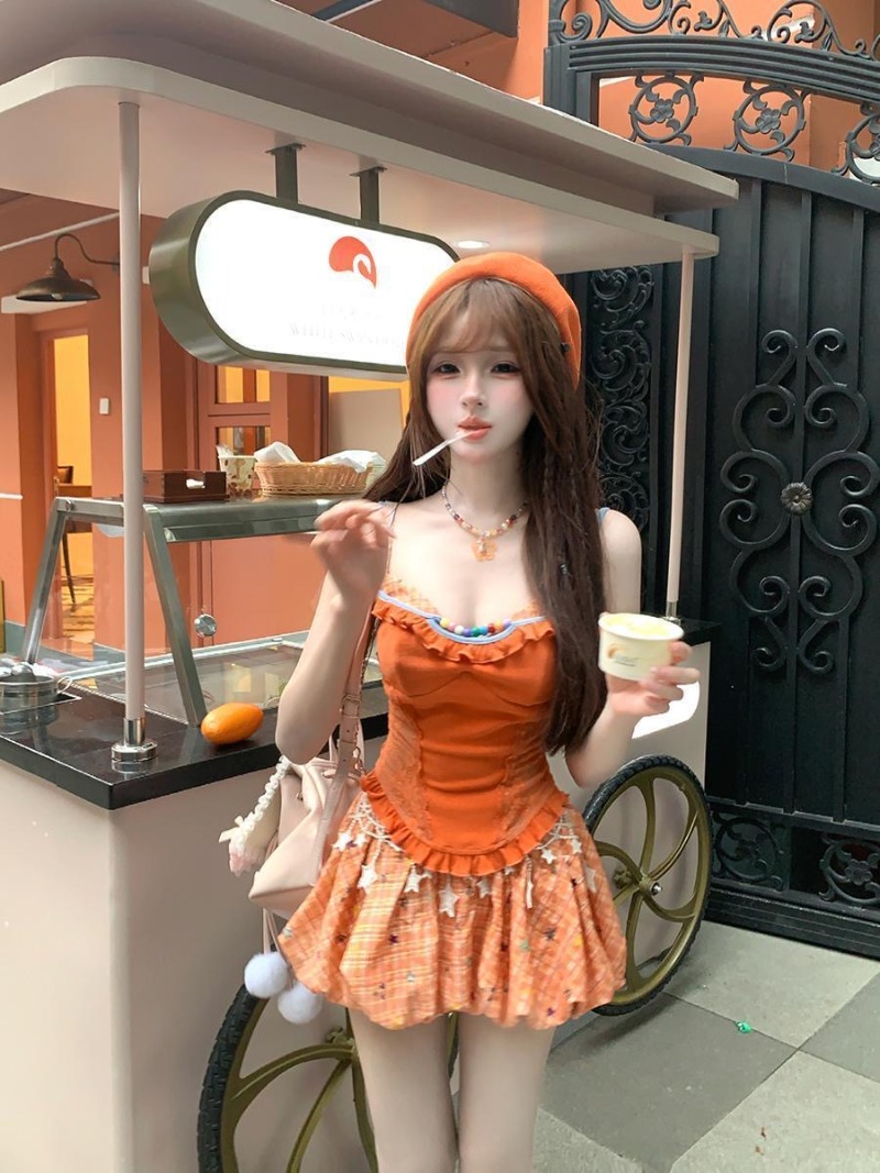 Summer New Orange Dopamine Swe - Summer Clothing Set For Girls のレビューと価格
