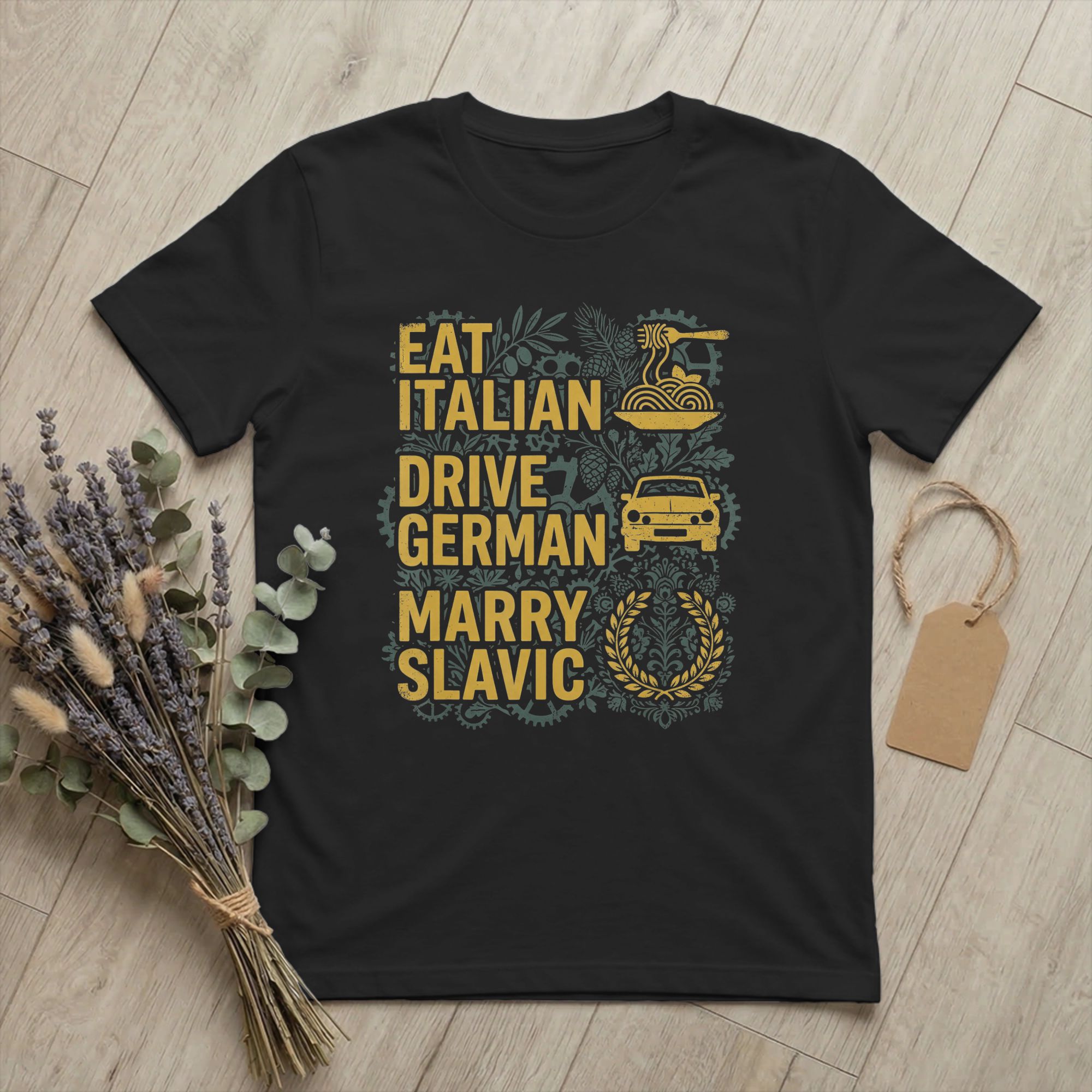 Men T-Shirt Eat Italian Drive  - Summer Clothing Drive のレビューと価格