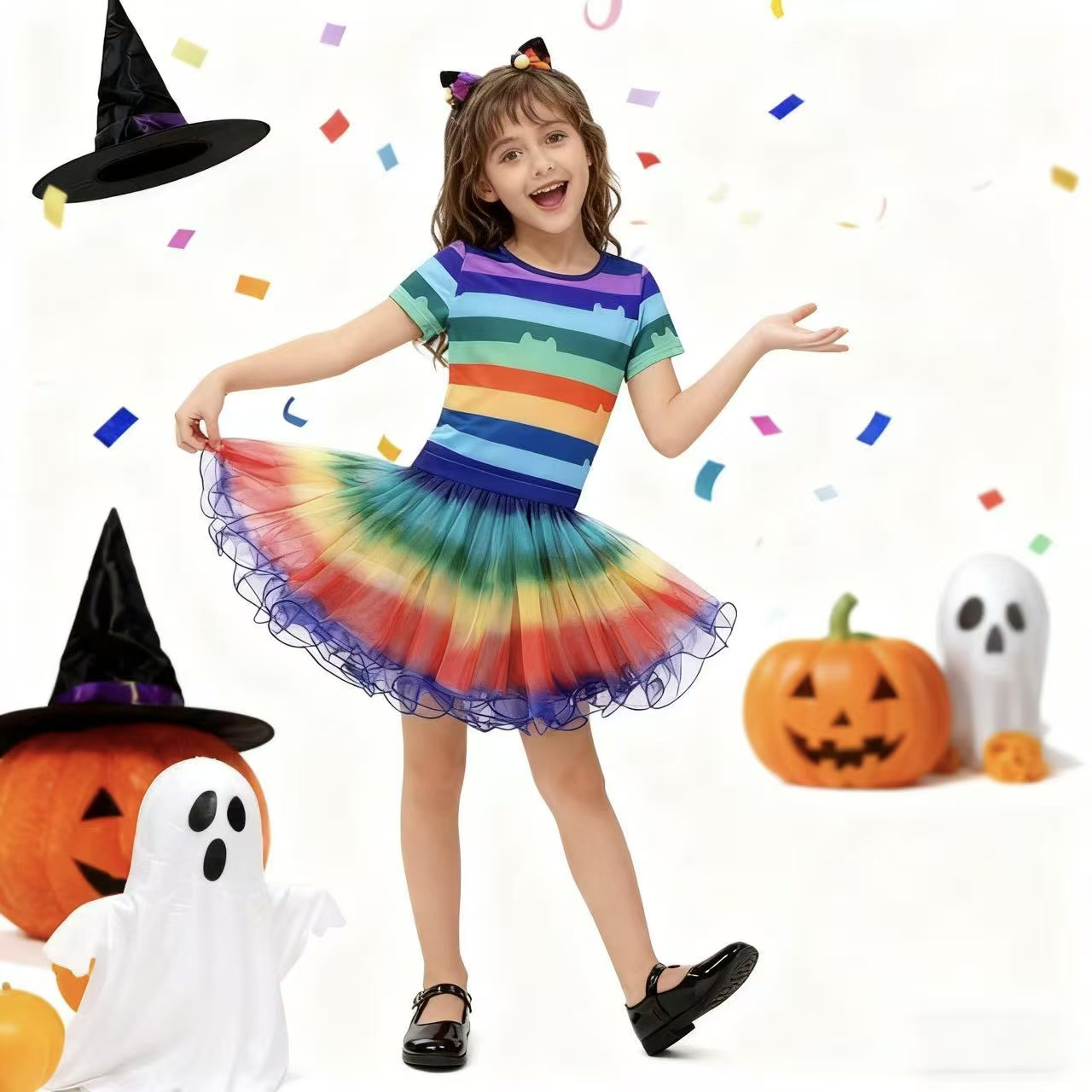Girls Rainbow Striped T-Shirt  - Summer Dresses Yours Clothing のレビューと価格
