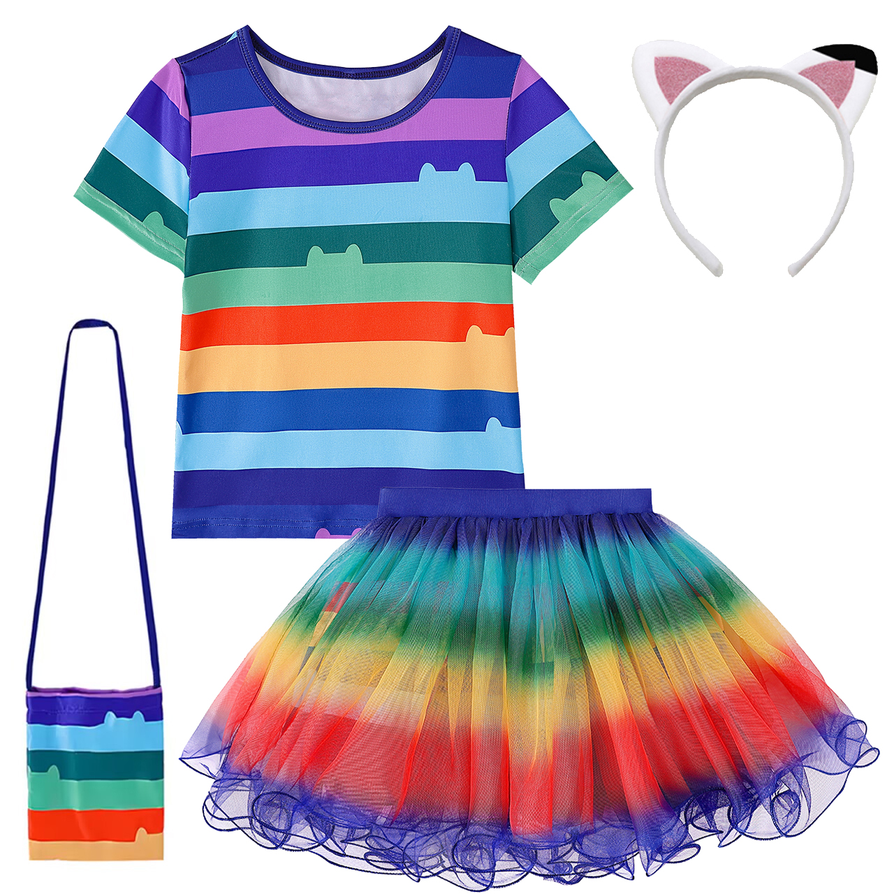 Girls Rainbow Striped T-Shirt  - Summer Dresses Yours Clothing のレビューと価格