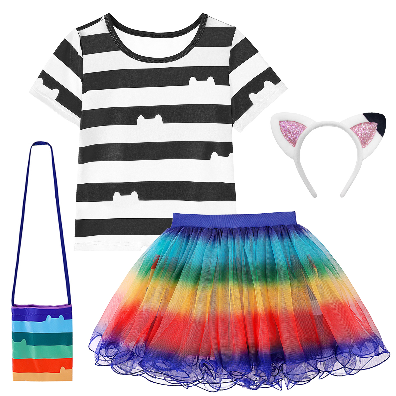 Girls Rainbow Striped T-Shirt  - Summer Dresses Yours Clothing のレビューと価格