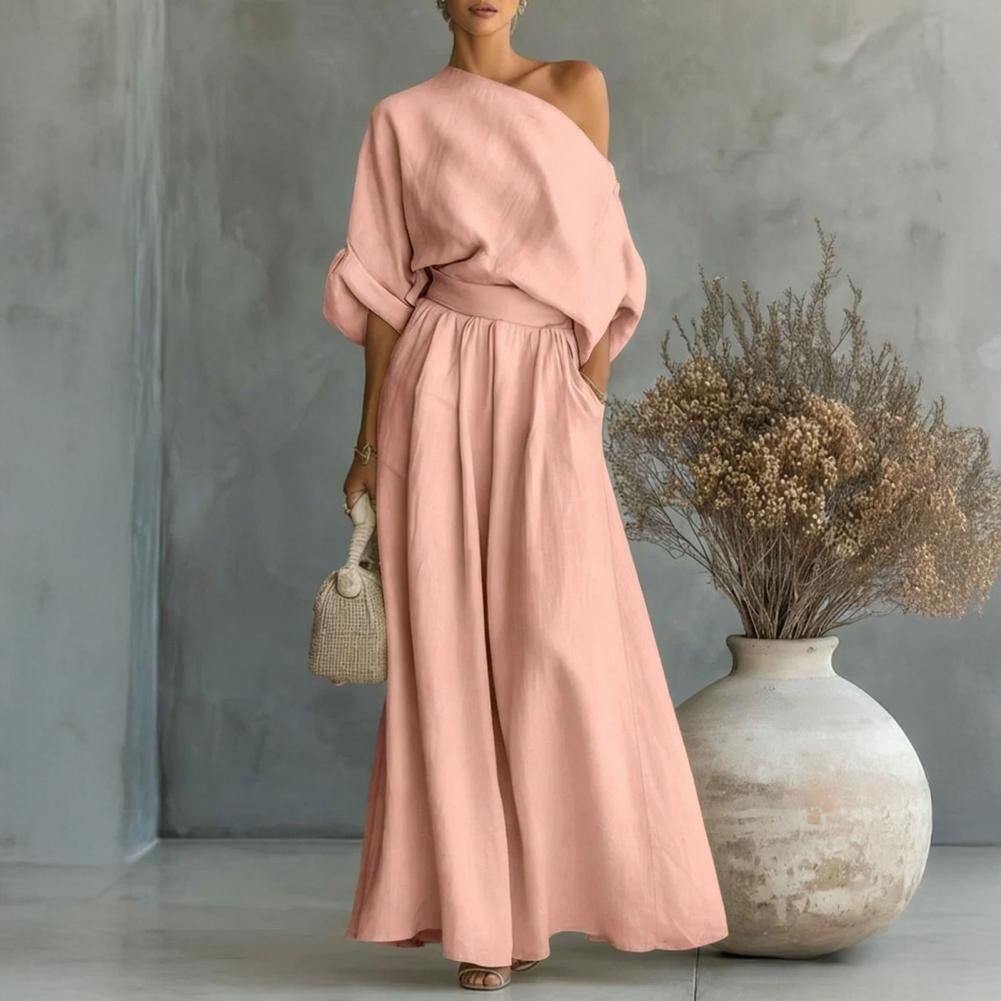 Women Blouse Pants Set Elegant - Off Shoulder Blouse のレビューと価格