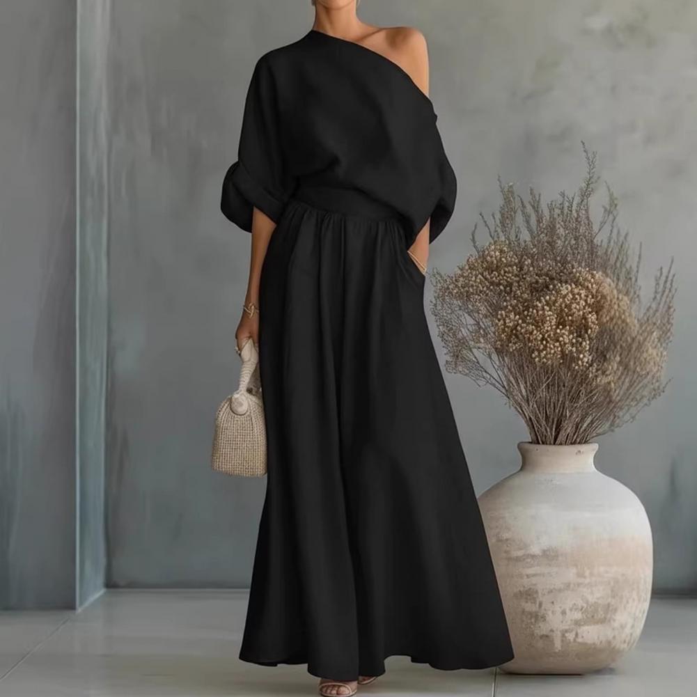 Women Blouse Pants Set Elegant - Off Shoulder Blouse のレビューと価格