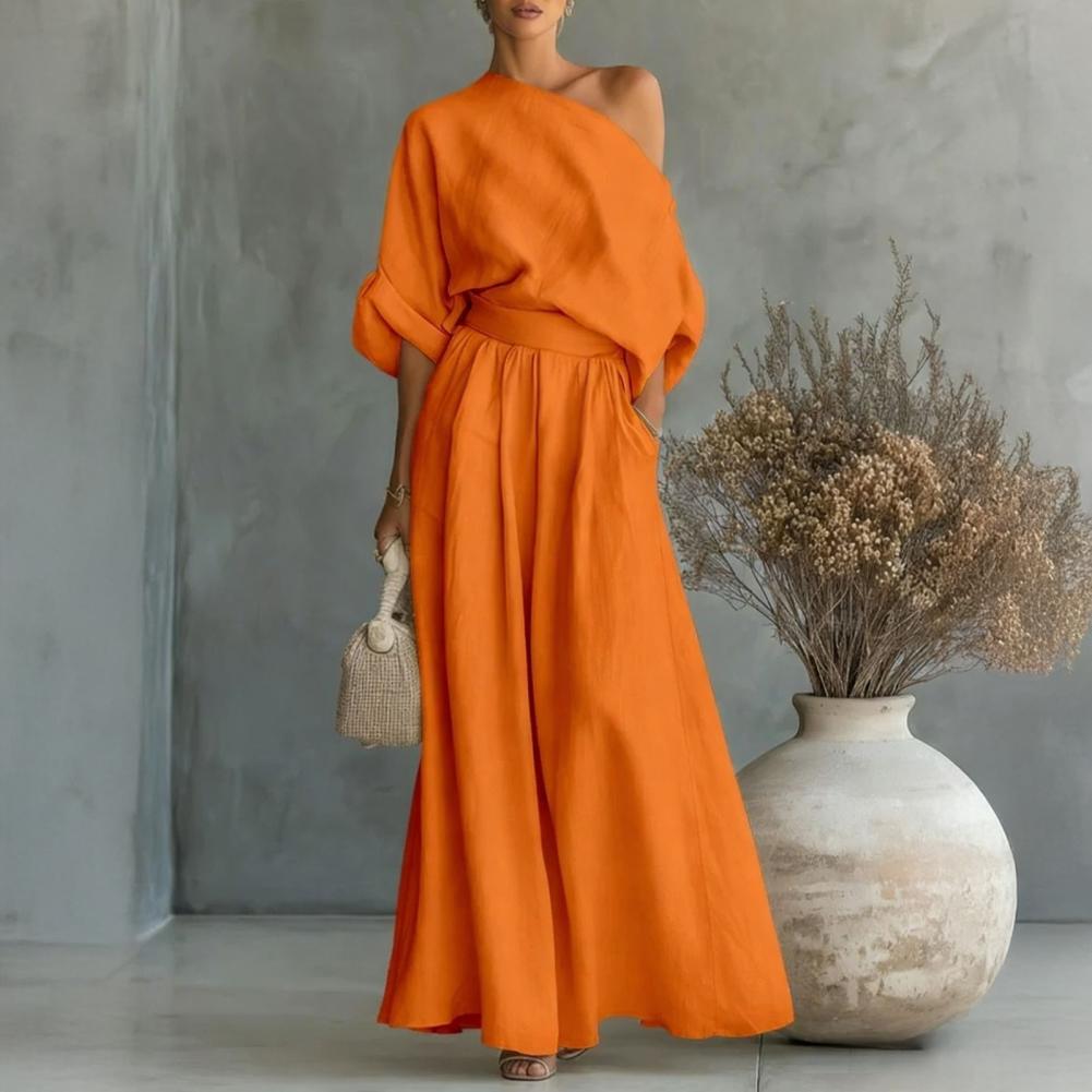 Women Blouse Pants Set Elegant - Off Shoulder Blouse のレビューと価格