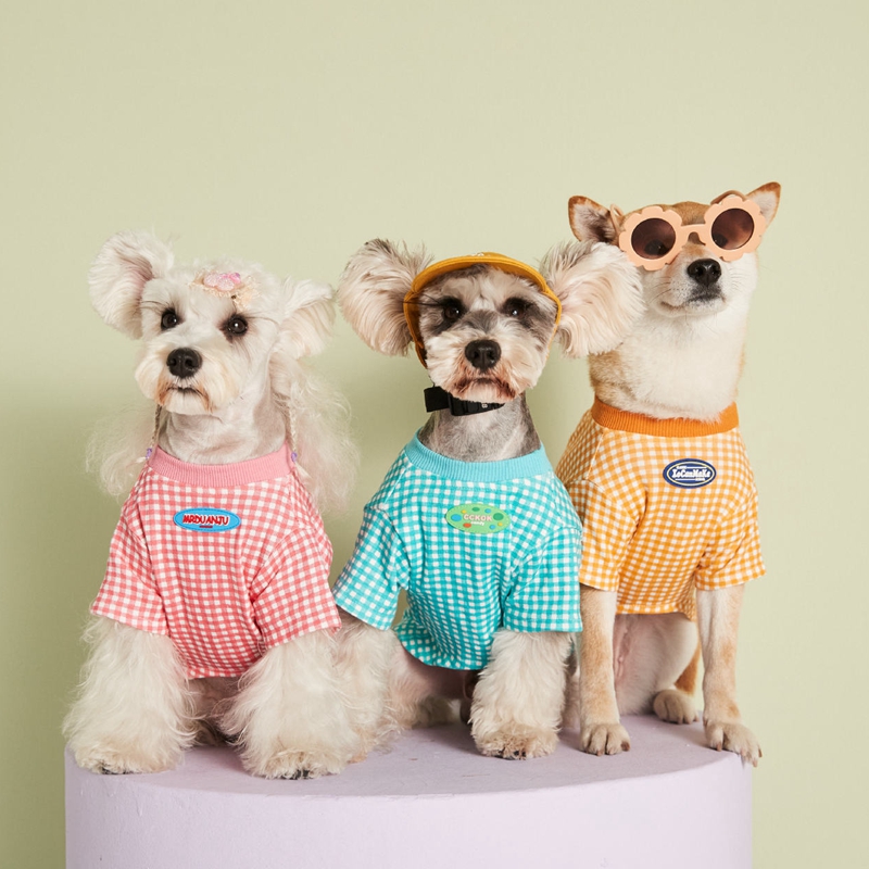 Pet Dog Plaid T-shirt Clothes  - Summer Dog Clothing のレビューと価格