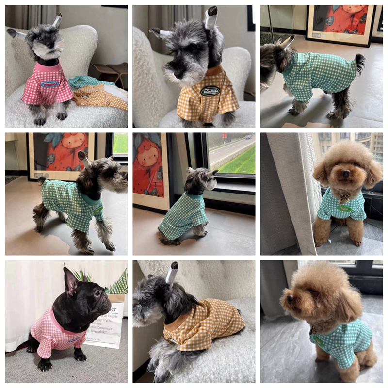 Pet Dog Plaid T-shirt Clothes  - Summer Dog Clothing のレビューと価格