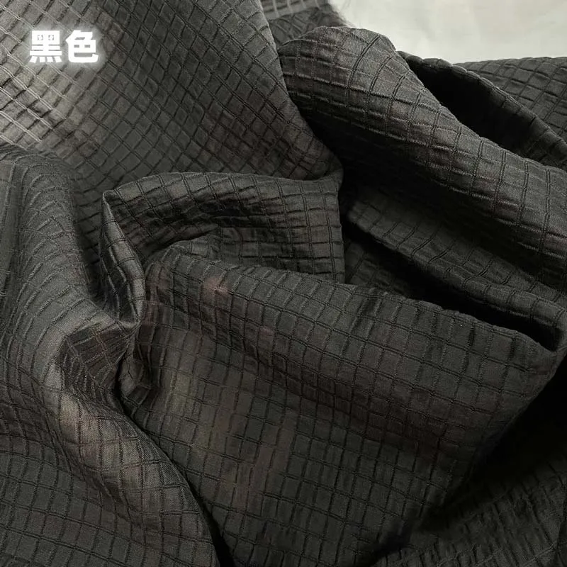 Cream Yellow Checkered Fabric  - Summer Clothing Material のレビューと価格
