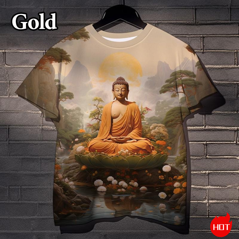 Harajuku 3D Print Buddha Sakya - Summer Clothing India のレビューと価格