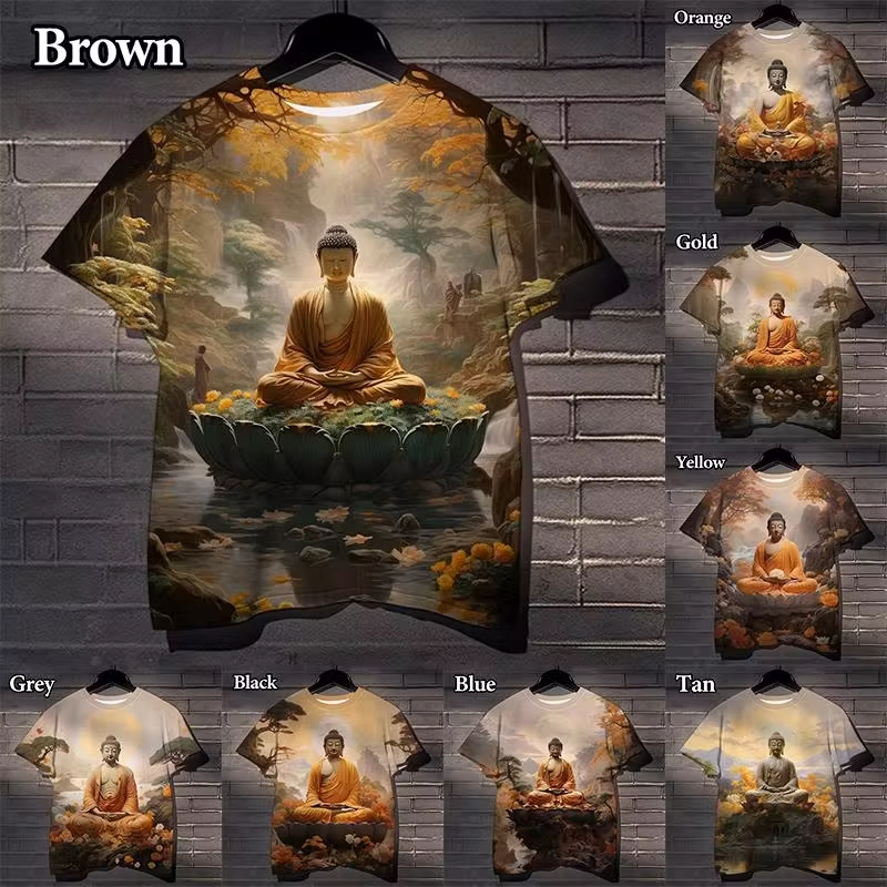 Harajuku 3D Print Buddha Sakya - Summer Clothing India のレビューと価格