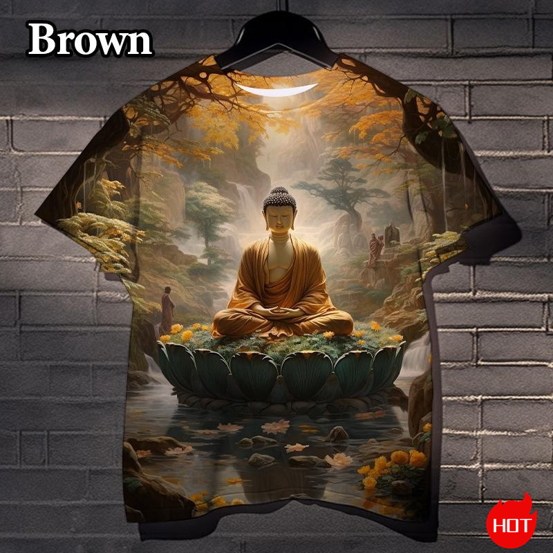 Harajuku 3D Print Buddha Sakya - Summer Clothing India のレビューと価格