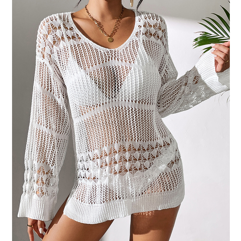 Solid Hollow Out Crew Neck Dre - Summer Dresses Yours Clothing のレビューと価格