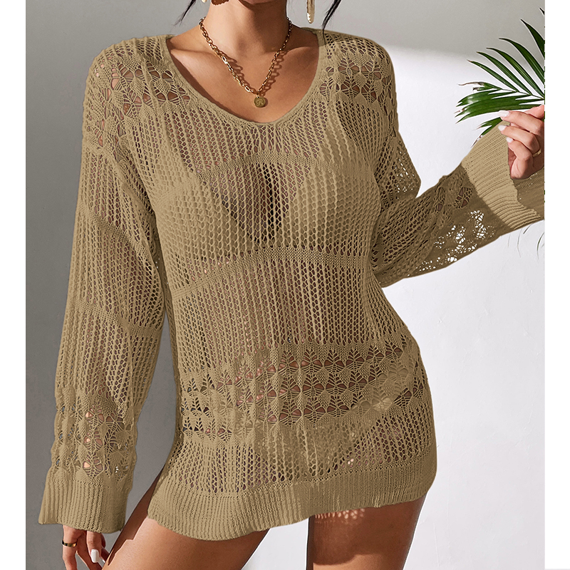 Solid Hollow Out Crew Neck Dre - Summer Dresses Yours Clothing のレビューと価格
