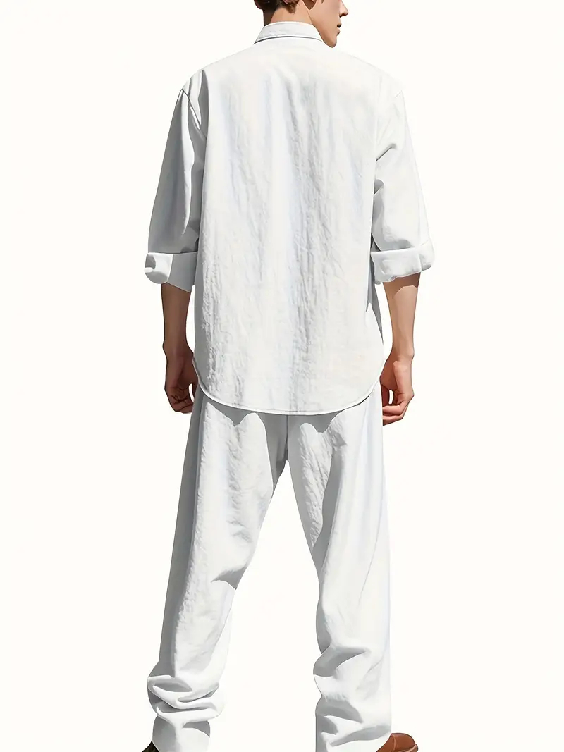 Men's White Linen Suit Set Lon - Summer Clothing Sets のレビューと価格