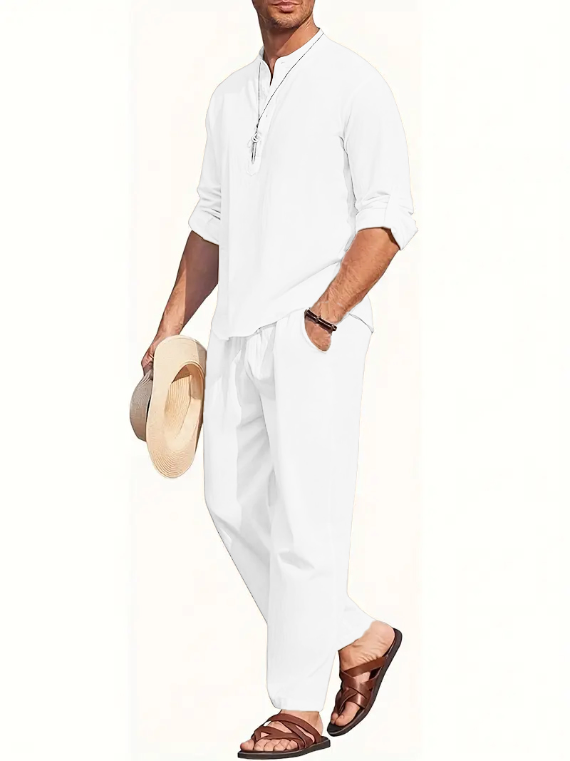 Men's White Linen Suit Set Lon - Summer Clothing Sets のレビューと価格