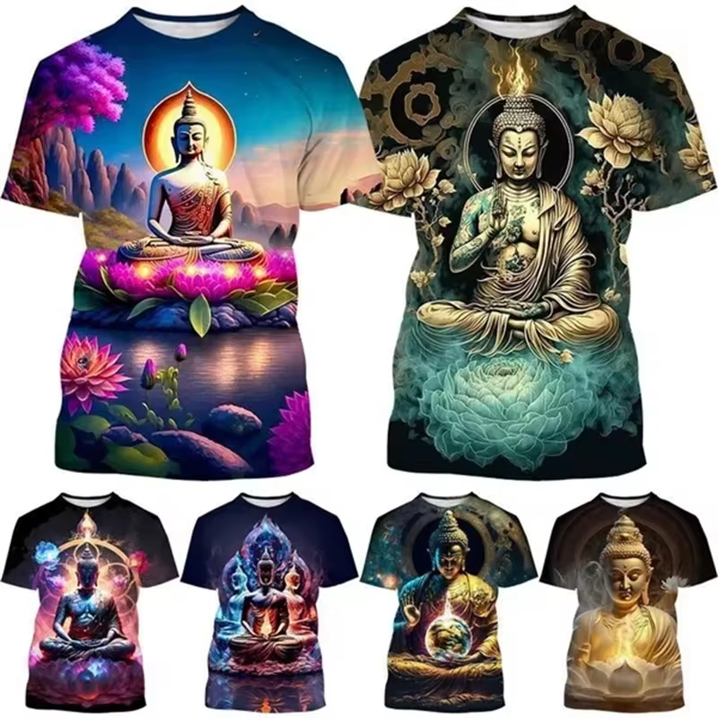 Harajuku 3D Print Buddha Shaky - Summer Clothing India のレビューと価格