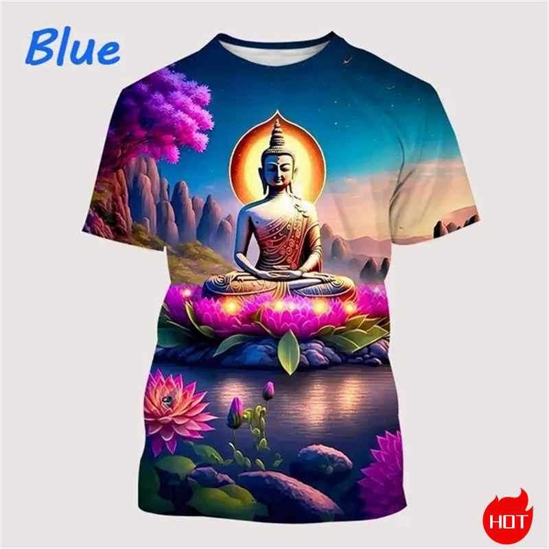 Harajuku 3D Print Buddha Shaky - Summer Clothing India のレビューと価格