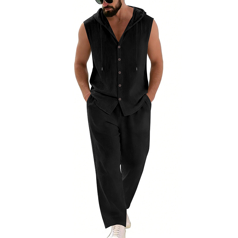 Men's Casual Linen Suit Hooded - Summer Clothing Sets のレビューと価格