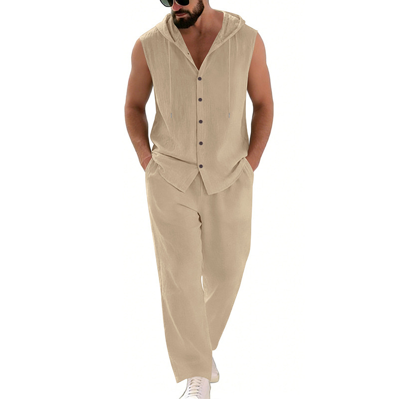 Men's Casual Linen Suit Hooded - Summer Clothing Sets のレビューと価格