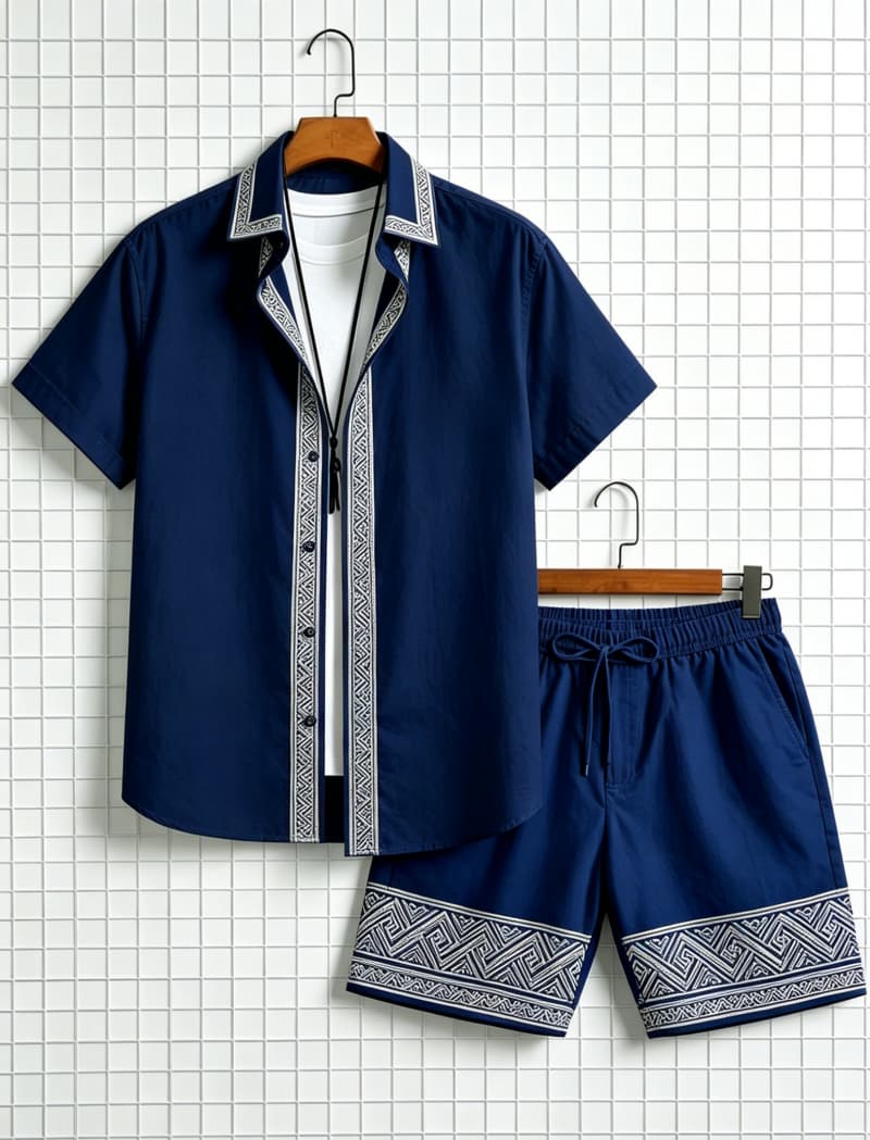 Men's ethnic border printed sh - Summer Clothing Trends のレビューと価格
