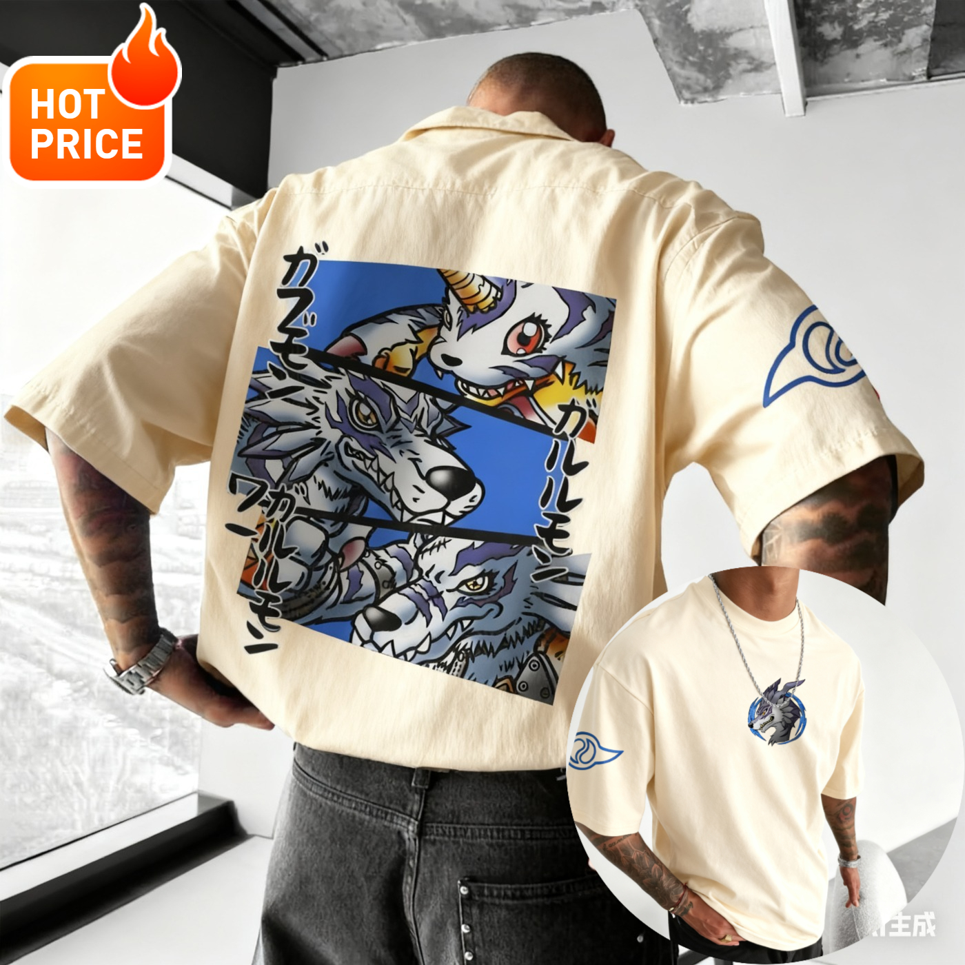 Gabumon Anime Digimon2025 New  - Vintage Summer Clothing Men のレビューと価格