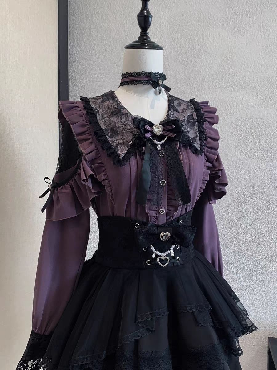 Harajuku Kawaii Skirt Sets Wom - Off Shoulder Blouse のレビューと価格