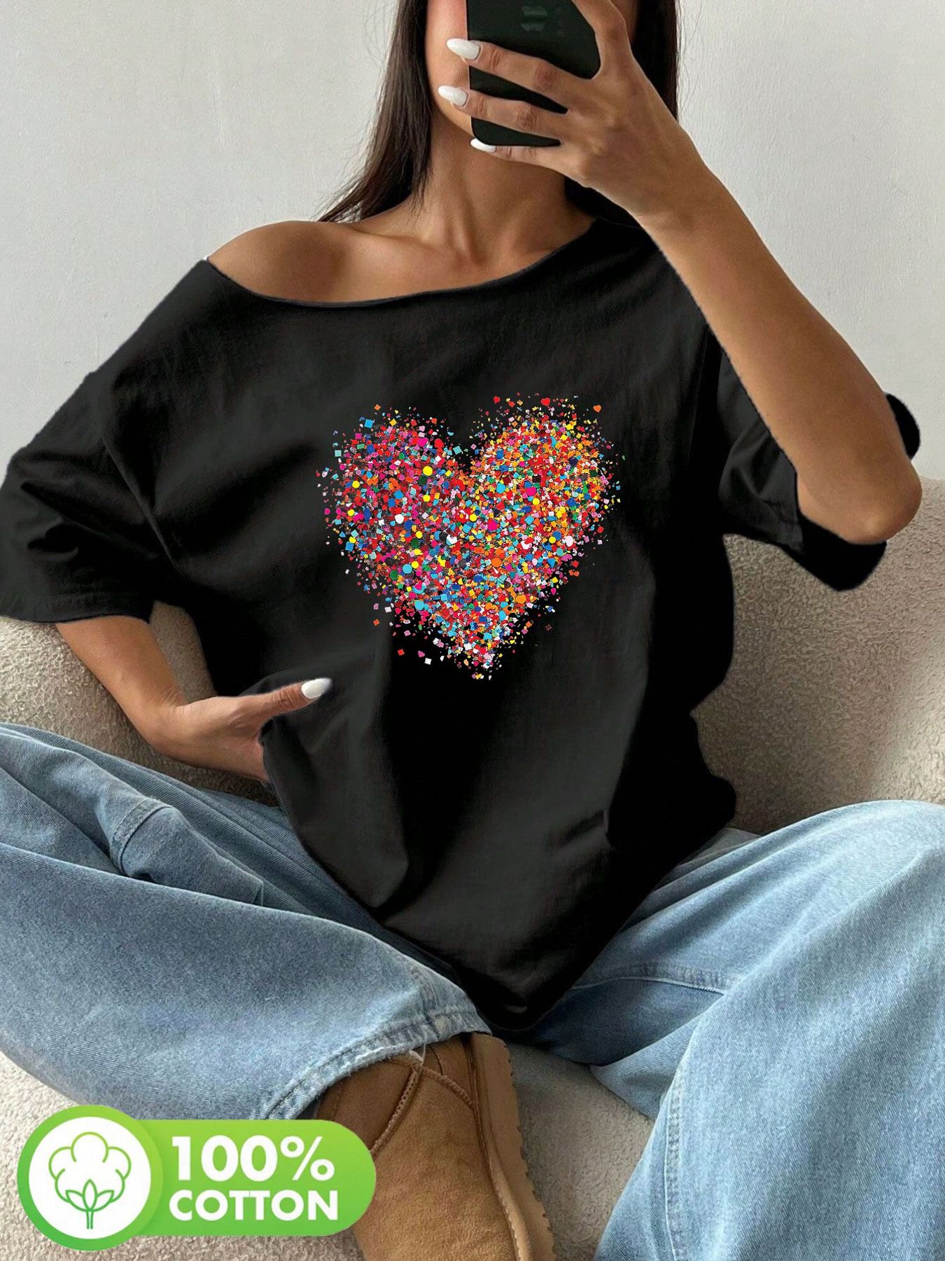 Plus Size 100% Cotton Shoulder - Off Shoulder Blouse のレビューと価格