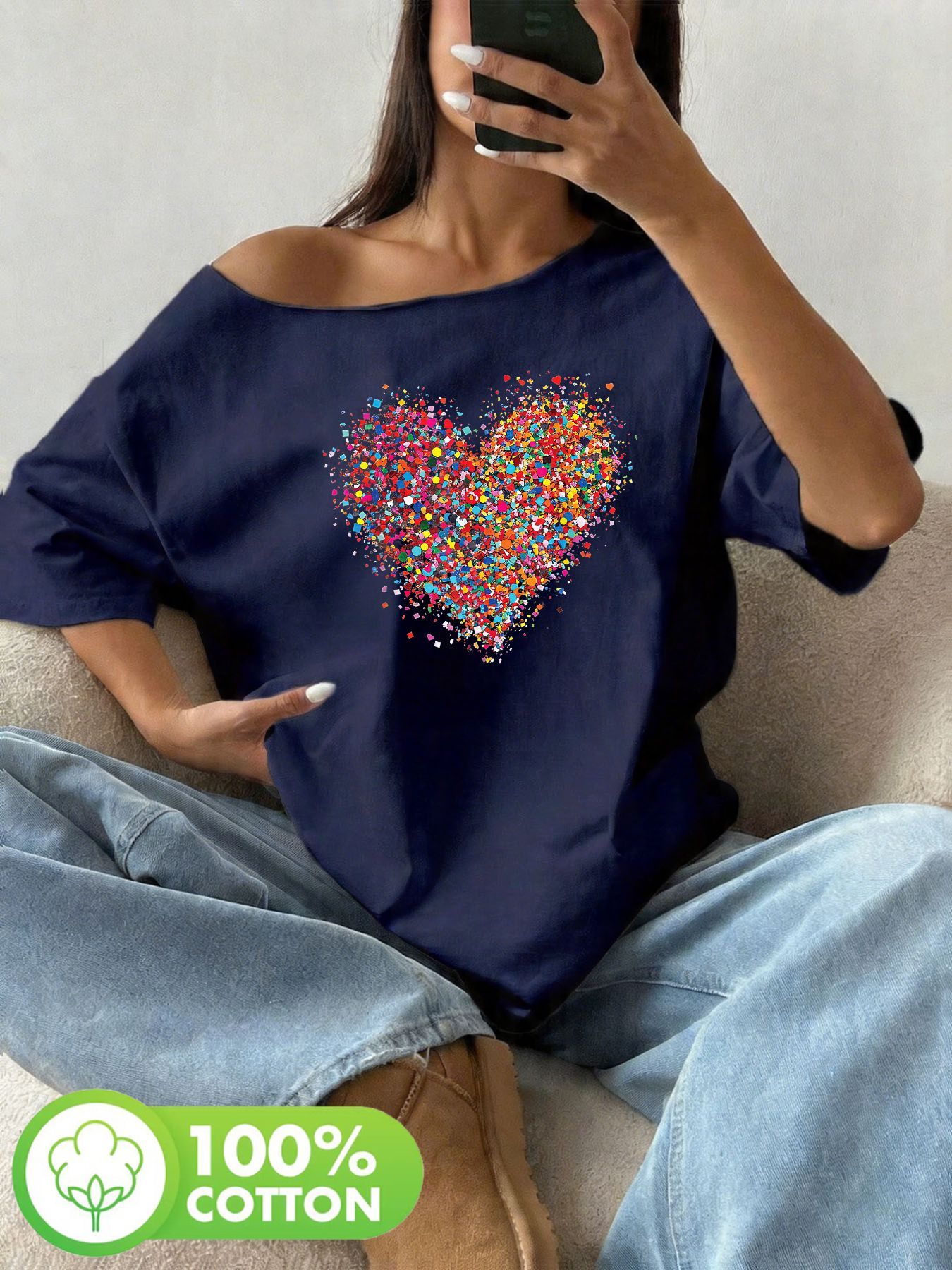 Plus Size 100% Cotton Shoulder - Off Shoulder Blouse のレビューと価格