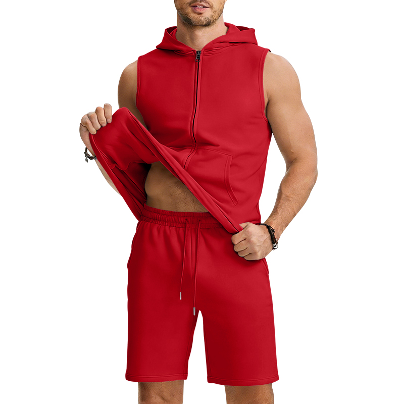 Men's Suit Sleeveless Hoodie T - Summer Clothing Sets のレビューと価格