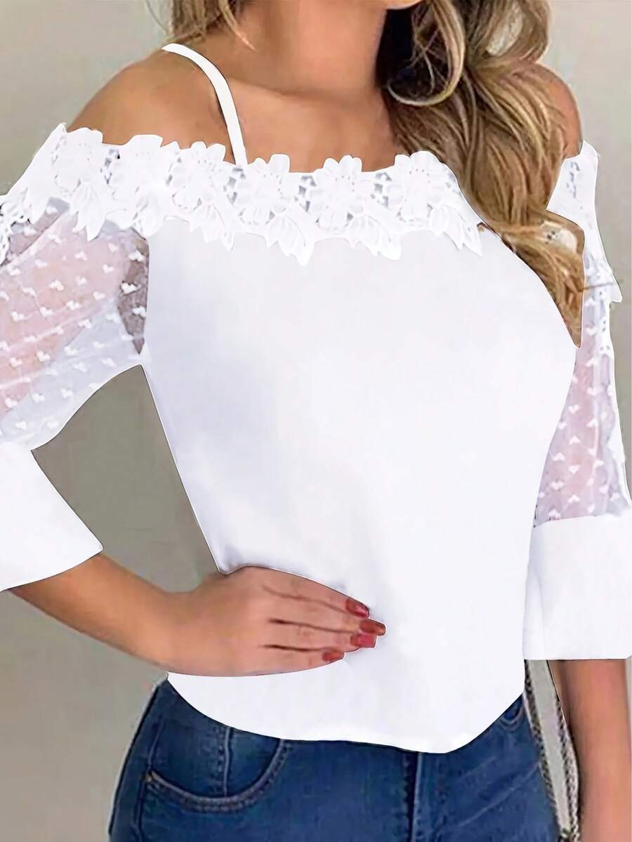 Purple Floral Print Off Should - Off Shoulder Blouse のレビューと価格