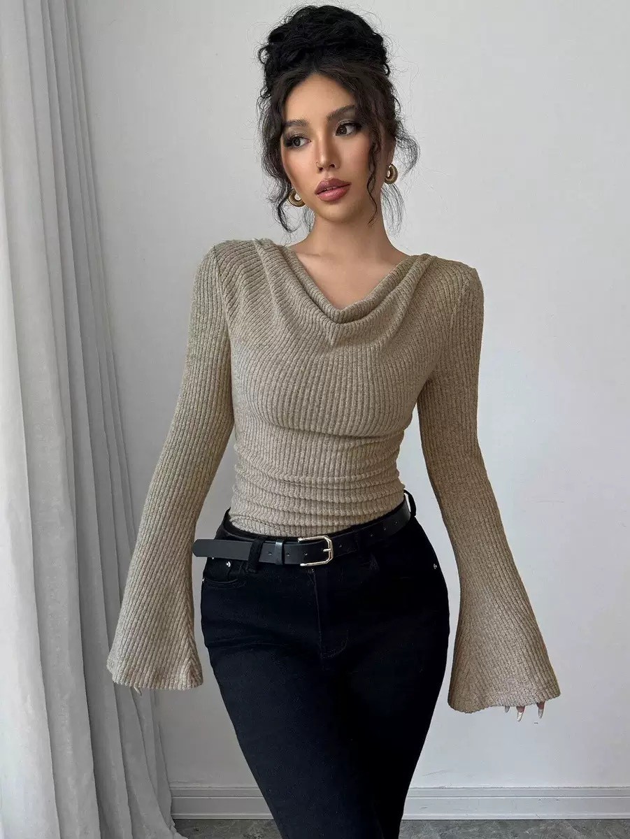 Women Blouse Off Shoulder Cowl - Off Shoulder Blouse のレビューと価格