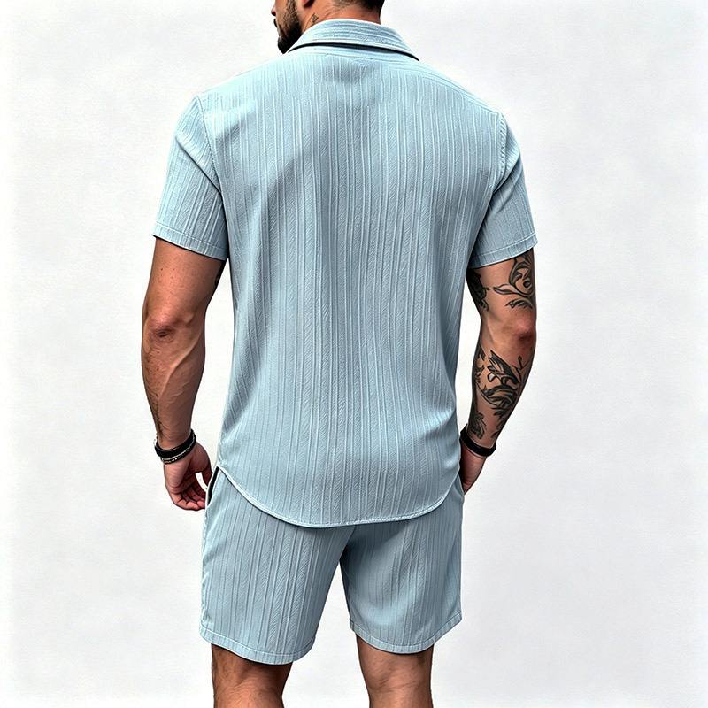 2026 New Men Vertical Wrinkle  - Summer Clothing Sets のレビューと価格