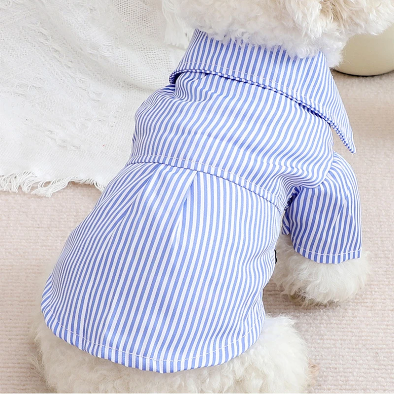 Dog Clothes Bowknot Striped Sh - Summer Dog Clothing のレビューと価格