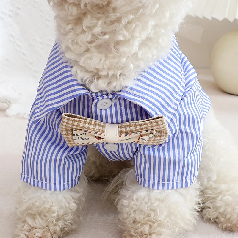 Dog Clothes Bowknot Striped Sh - Summer Dog Clothing のレビューと価格