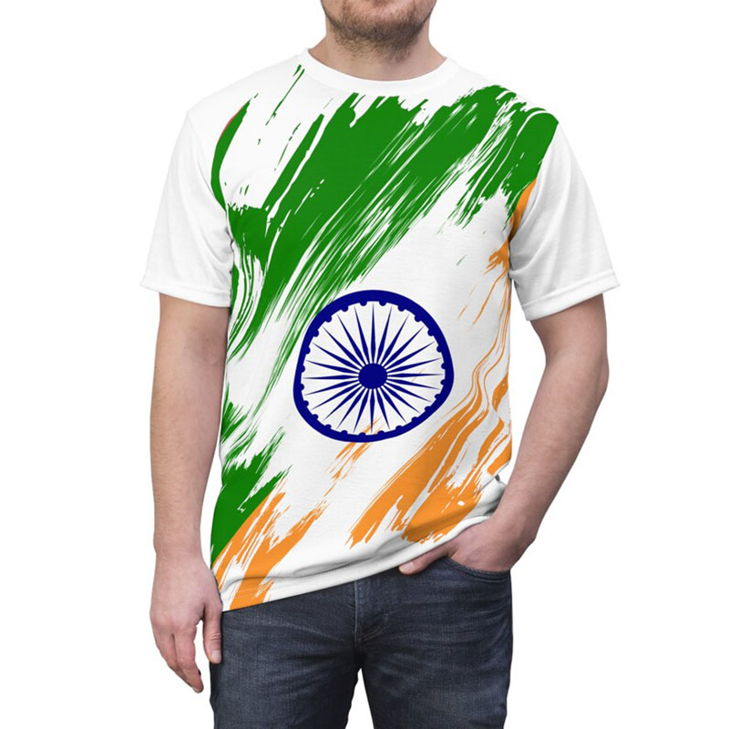 India Flag Print T-shirt Men's - Summer Clothing India のレビューと価格