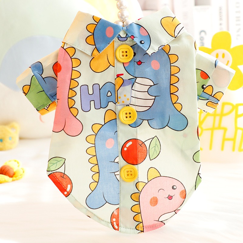 Cartoon Dinosaur Pet Shirt Thi - Summer Dog Clothing のレビューと価格