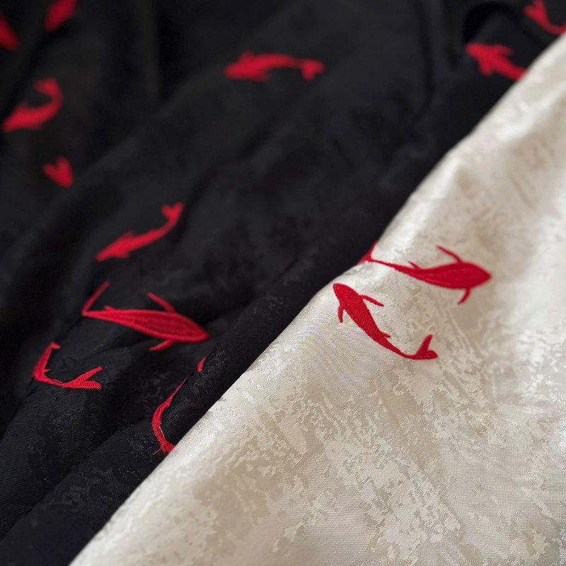 Black Chinese Style Embroidery - Summer Clothing Material のレビューと価格